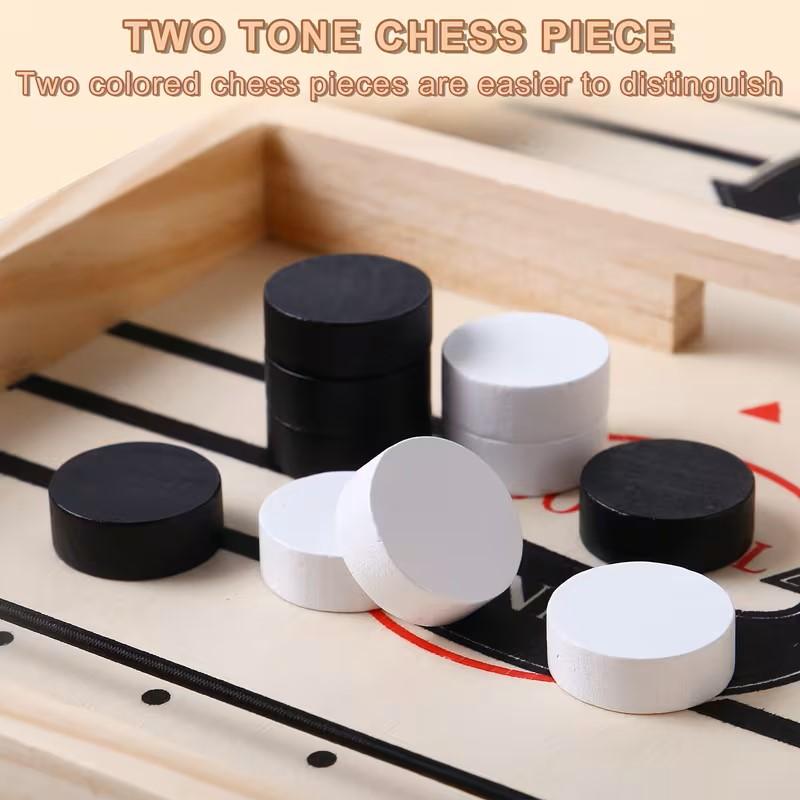 Fast Sling Puck Game - Test Your Speed and Accuracy with This Fast-Paced Wooden Air Hockey Board Game - Guaranteed Fun for Family Night or Friends Party