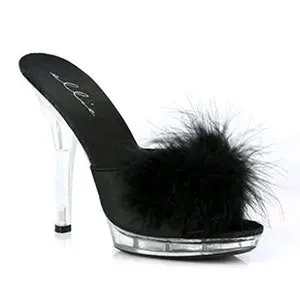 Women's Satin/Marabou 5" Heel Hollywood Glamour Boudoir Slippers