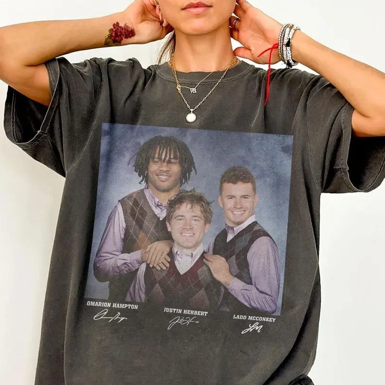 Ladd McConkey Justin Herbert Omarion Hampton Football Shirt, Los Angeles Step Bros Tee, Funny Football Gift Unisex