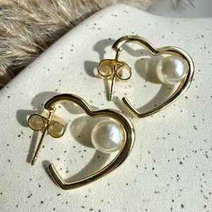 Pearl Heart Shape Hoop Earrings