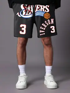 Men's Regular Fit Basketball Print Shorts, Streetwear Sports Shorts, Casual Breathable Comfortable Shorts for Daily Wear, Men's Bottoms for All Seasons, Star Print Shorts