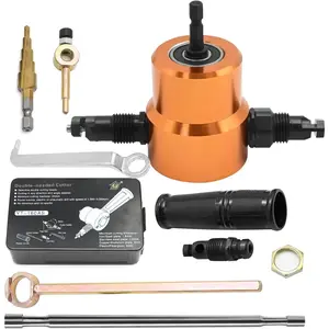 360  Double  Sheet Metal Nibbler , Drill Attachment Metal  with Extra Punch and ,  Hole Accessory and Step Drill Bit, for Straight  and Circle