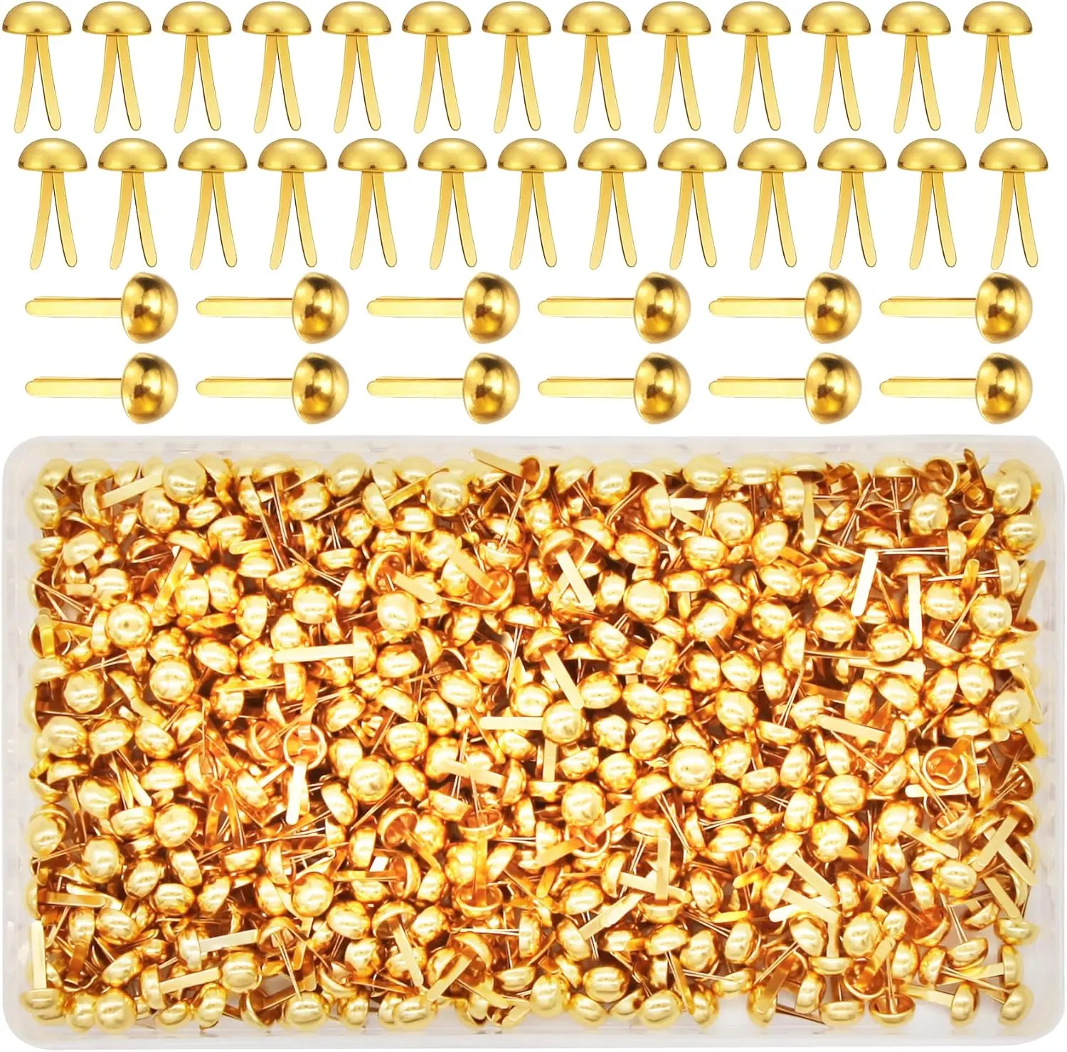 700 count Brass Fasteners Scrapbooking Brads Round  Brass Plated Fasteners for Craft Art Crafting School Decorative Scrapbooking DIY Supplies (1/2 Inch Shank, 8mm ,