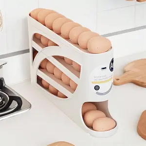 4 Layers Egg Holder For Fridge,Automatically Rolling Egg Storage Container,Space-Saving Egg Dispenser Holder