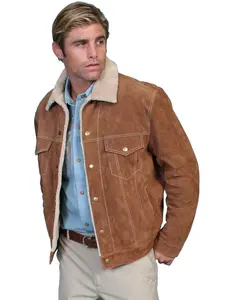 Scully Leather Men's Jacket - Suede, Plush Sleeves, Nylon-Accent Menswear Outerwear