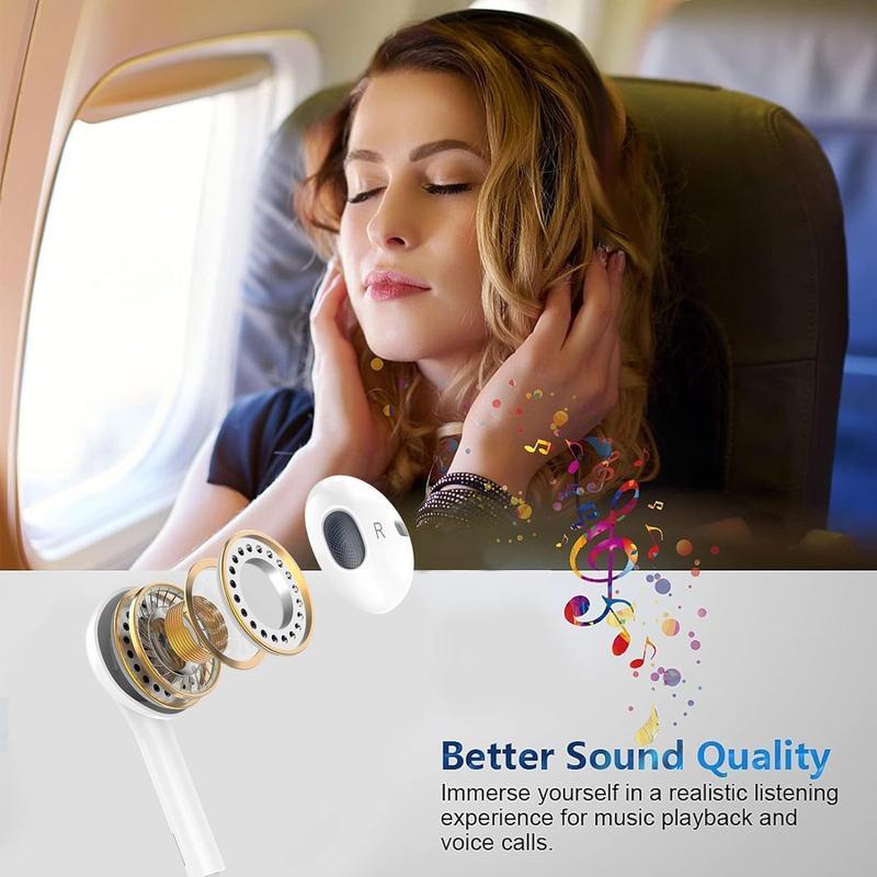 USB-C/Lightning wired headphones with microphone and volume control – wired earbuds with a built-in remote control to control music, calls, and volume.