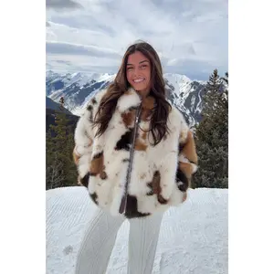 Rayan Cow Print Faux Fur Jacket