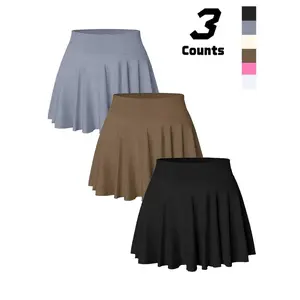 Women's Solid Color High Waist Tennis Skort, High Stretch Casual Sporty Comfortable Breathable Anti-exposure Pocket Skort for Yoga Gym Workout, Ladies Sportswear for Spring & Fall, Gym Clothing, Activewear, High Waisted Skorts