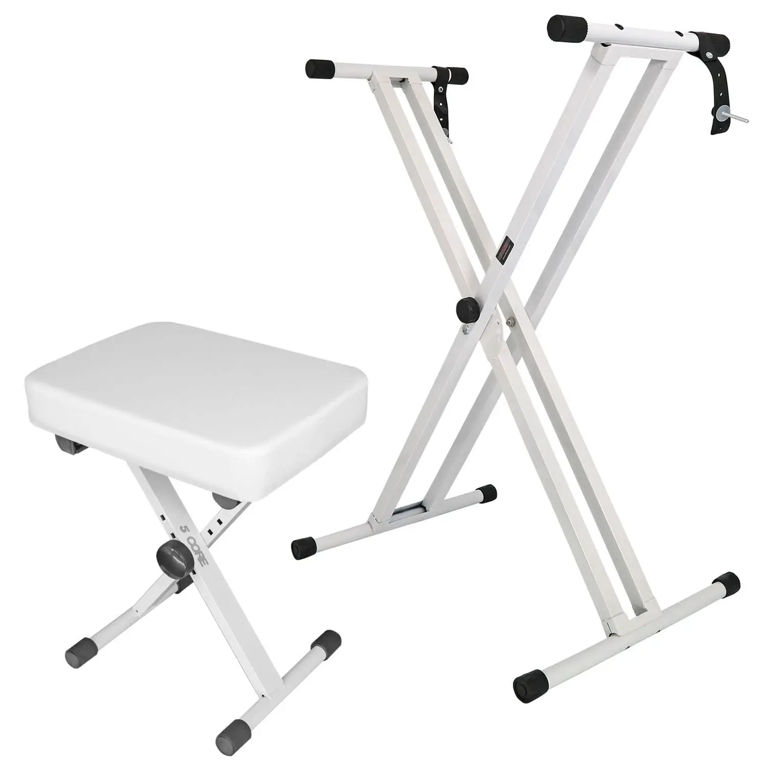 5 Core Keyboard Stand Piano Bench Combo Adjustable Key Board Stands 3" Padded Musician Chair Set
