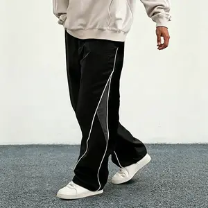 Men's Retro Striped Loose Baggy 3-Pieces Drawstring Fit Track Pants - Comfortable Casual Pants for Skating/Gym