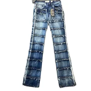 Dark Blue Stacked Jeans for Men - Stylish Design, Comfortable Fit, Ideal for Casual Wear - Pants, Menswear dark blue