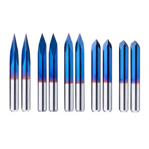 20/30/45/60/90deg 0.1mm Triangular CNC Router Bits Set, 1/8" Shank Engraving Carving V-Bit with Nano Blue Coating  Pyramid Bits for   MDF  Lettering Sign Making