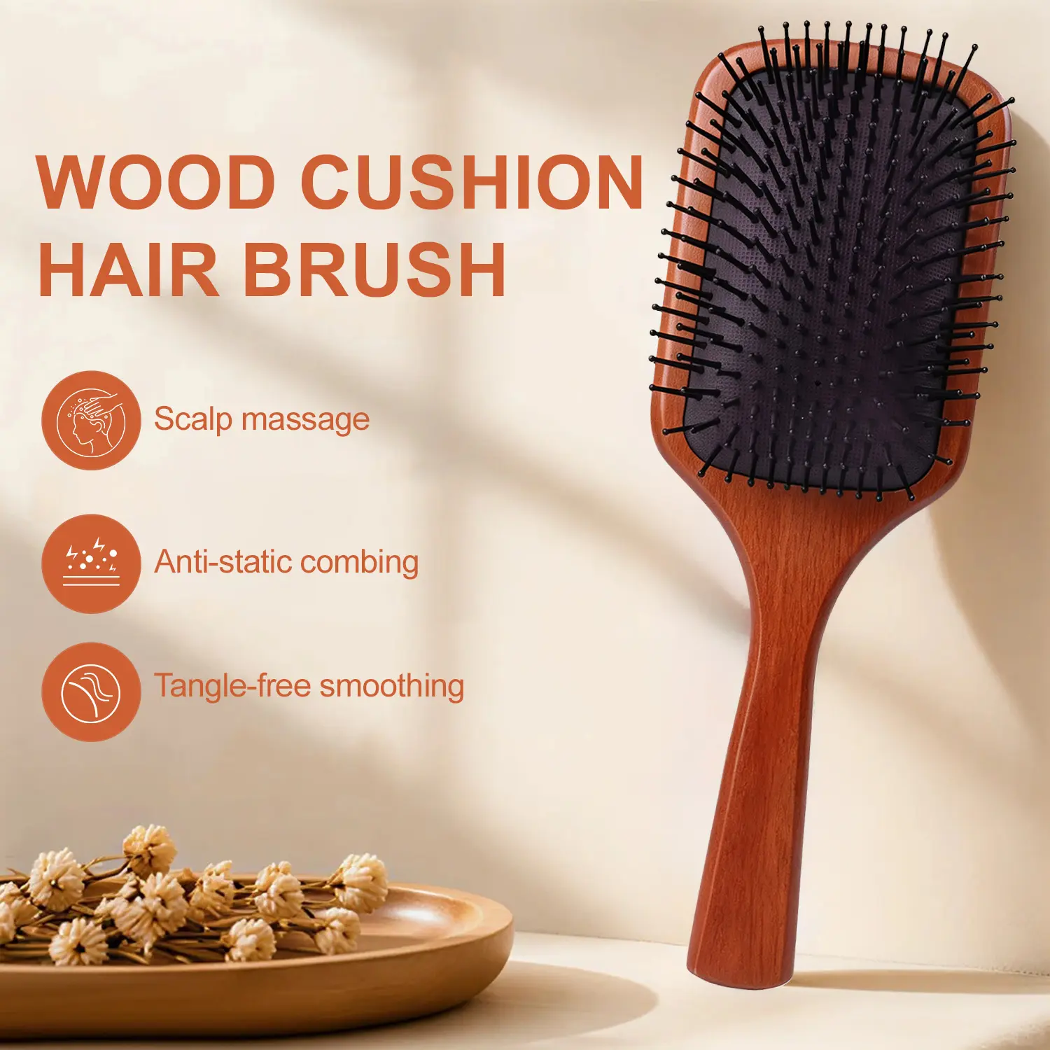 FADUIIO Natural Wooden Paddle Hair Brush Air Cushion Scalp Massage Detangling BrushFADUIIO Natural Wooden Paddle Hair Brush Air Cushion Scalp Massage Detangling Brush