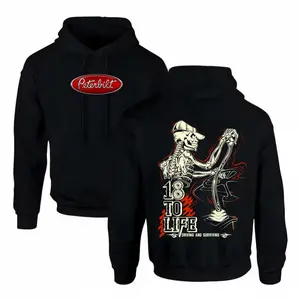Peterbilt Skeleton Trucker Hoodie – 2side Peterbilt Hoodie, 18 to Life Gear Shift Graphic Tee, Semi Truck Apparel, Trucker Outfit, Peterbilt Shirts For Men, Shirts For Men