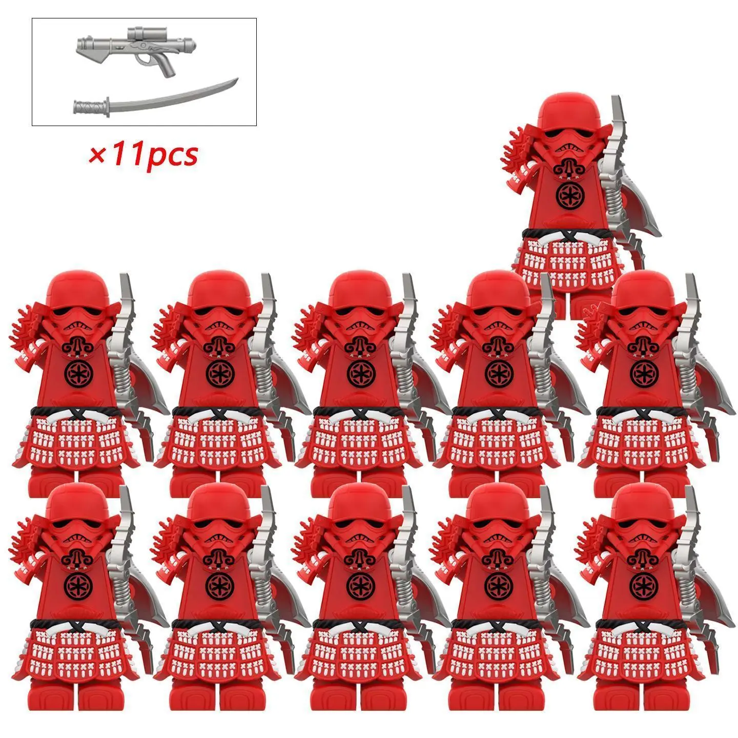​​Samurai Trooper Building Block Minifigure 11Pcs Safe Non-Toxic ABS, Compatible with Major Blocks, Intricate Armor Design