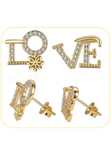 1Pair "Love" Stud Earrings for Women Funny Daily Earrings 14K Gold Plated Hypoallergenic Gold  Earrings Perfect Gift for Her