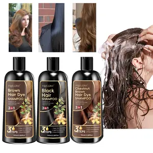 100ml hair dye shampoo, hair dye hair care three in one, easy to use, herbal extract gentle and non irritating, more shiny, making hair look healthier, available in three colors: black, brown, chestnut brown, Haircare