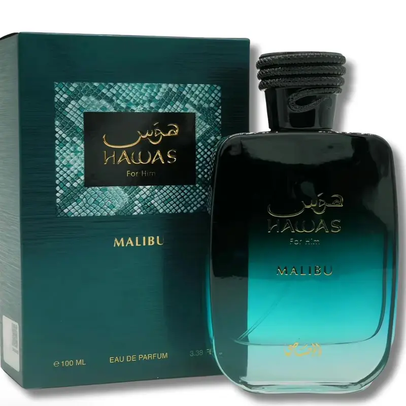 Rasasi Hawas Malibu Eau de Parfum 3.4 oz (100ml) for  Men | Fresh Fruity Aquatic Fragrance