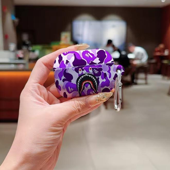 Trendy "Shark Mouth" Camo Streetwear AirPods Case | Glossy Hypebeast Ape Style | Shockproof Hard Cover for AirPods 1/2/3/4 & Pro