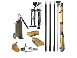 TapeTech Expanded Full Set of Drywall Taping and Finishing Tools with Bazooka Taper, 10/12 Flat Boxes, Angle Box, Angle Heads, Pump, Gooseneck, Corner Roller and Extendable Handles