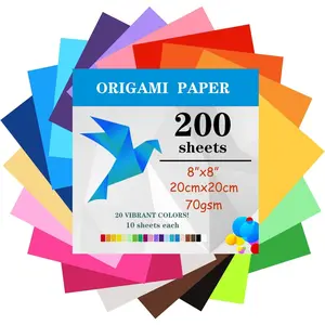 200 Sheets 20 Colors Double Sided Origami Paper, 20x20cm/8 Inch 70gsm Large Squares for Kids Adults DIY School Arts Crafts Projects