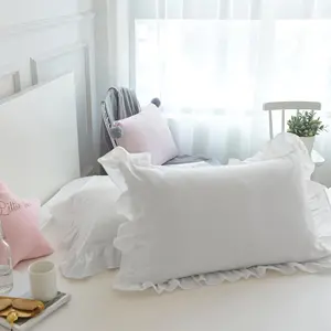 Solid Color Ruffle Trim Pillowcase, 1 Count Soft Comfortable Breathable Pillow Cover, Pillow Protector for Home Bedroom Dormitory Hotel