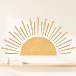 Boho Sun Wall Stickers for Kids Room, Decorative Peel and Stick Wallpaper, Easy Application, Perfect for Rooms & Playrooms