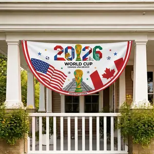 2026 Semi-circular Banner, USA Banner, Canada Banner, Mexico Banner, 2026 Banner Soccer Party Decor, Foldable Garden Flag