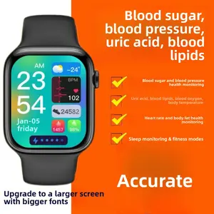 Smartwatch with high-precision real-time blood glucose measurement, bracelet for blood pressure, heart rate, blood lipid, and uric acid monitoring