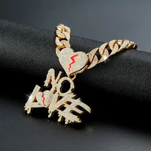 Fashion Diamond English Alphabet Pendant Trendy Male Personality Hip Hop Cuban Necklace