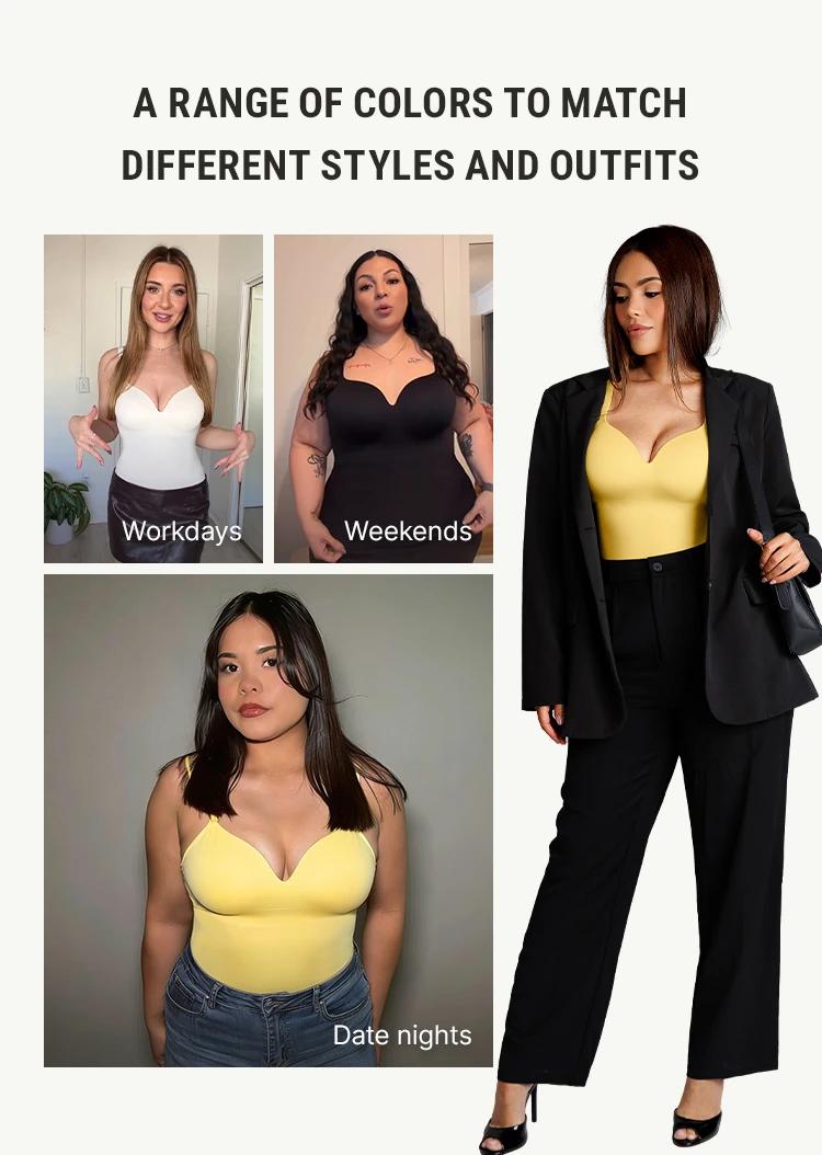 FeelinGirl Women's Built-in-Bra Sleeveless Bodysuit Colorful Shaping Camisole Slimming Tank Tops for Casual Outfits Comfortable Breathable Fabric Mother’s Day #Summervibes