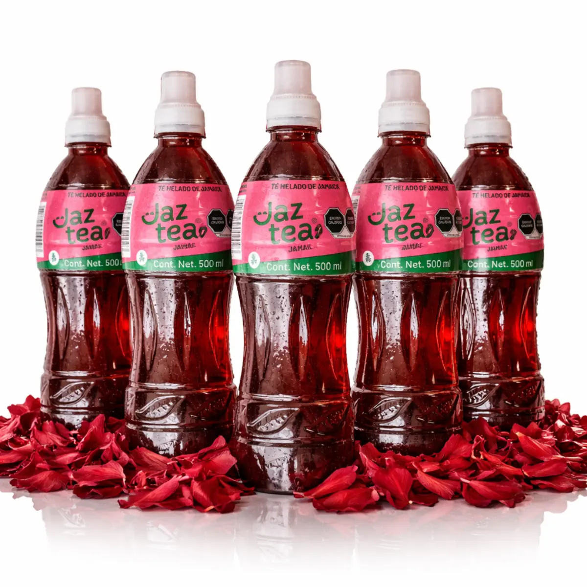 6 Pack Jaztea Hibiscus Jamaica Iced Tea 16 fl oz (500ml) Each | Refreshing Mexican Agua de Jamaica Drink | Bold Floral Flavor | Ready to Drink | Vibrant & Delicious Beverage