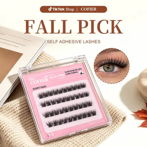 COFIER No-Glue DIY Eyelash Clusters, 40 Pcs (Pack of 1) 8-14mm Mixed Sizes, Lightweight C-Curl Curl Enhancing Hypoallergenic Fiber False Lashes for Beginners, Everyday Wear Makeup Products