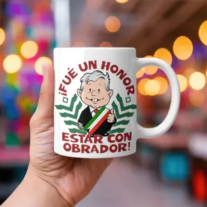 Taza 12oz AMLO, Partido Morena Andrés Manuel López Obrador Caricatura  Mug Coffee Birthday