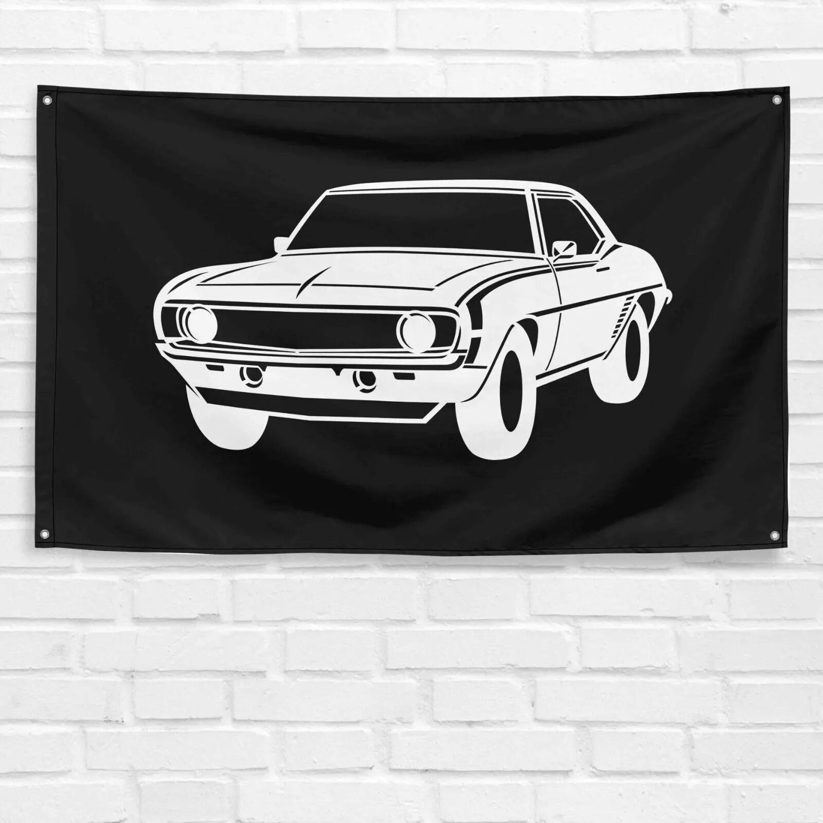 Unbranded & Handmade 3x5 ft Vibrant Polyester Fabric Single-Sided Camaro SS Flag, Home Supplies Wall Decor, Car Enthusiasts Man Cave Garage Banner, Dad Gift, Birthday, Indoors, Long-Lasting, Grandpa, Happy Birthday, Iron Grommets, Vibrant Print