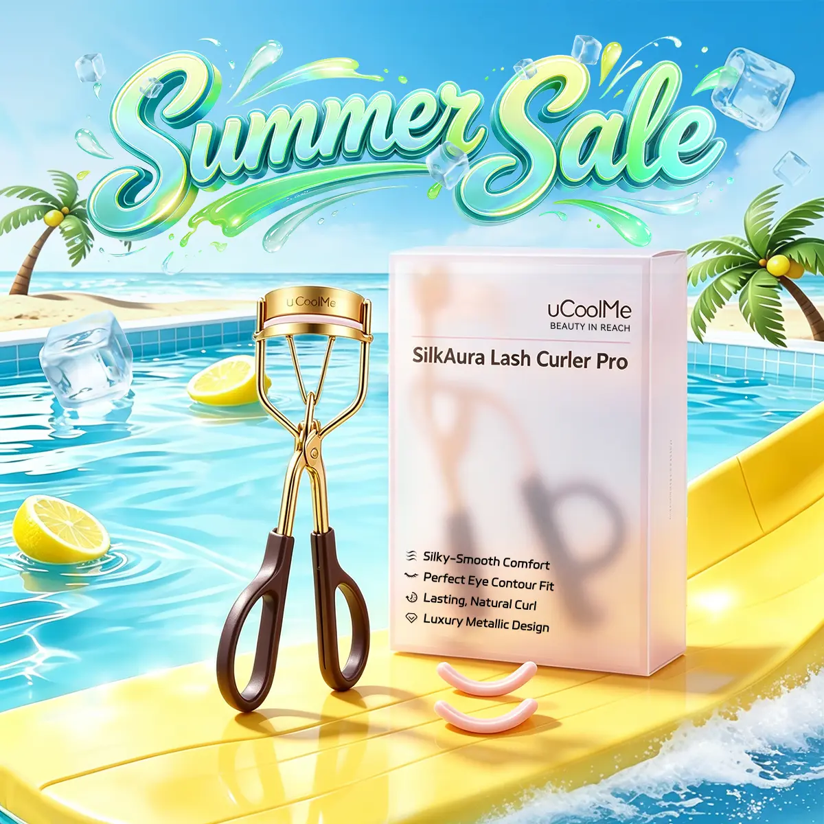 Silicone Lash Curler for a Long-Lasting Enhanced Curl, Luxury Metallic Beauty Tool with a Perfect Eye Contour Fit for Daily Care