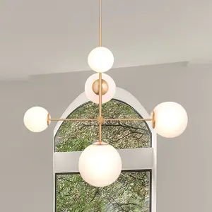 ULB2330 Mid Century Modern Indoor Chandelier, 36.75"W x 36.75"D x 43.5"H, Satin Gold Finish, Traverse Collection