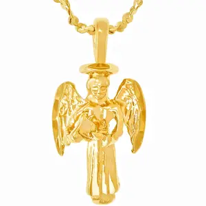 LIFETIME JEWELRY Small Guardian Angel with Halo Pendant Necklace Charm 24k Real Gold Plated