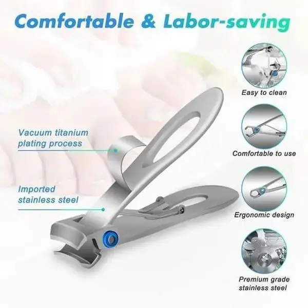 Extra Large Wide Jaw Toe Nail Trimmer - 16mm Heavy-Duty Zinc Alloy Nail Care Metal Cutter for Adults, Manicure Supplies Tool with Easy Cleaning, Soak-First Recommendation, US Stock Nail Clipper fathersdaygift