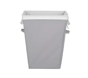 Gray Slim Laundry Basket with Carrying Handles and Removable Liner