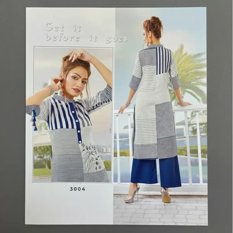 #Vastra-1 Navy/White  Kurta with Palazzo Set (2-Piece)