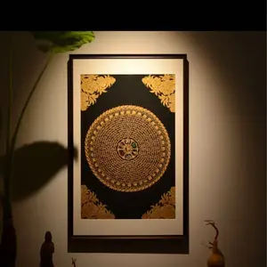Handmade Embroidered Six-Word Mantra Hanging Scroll