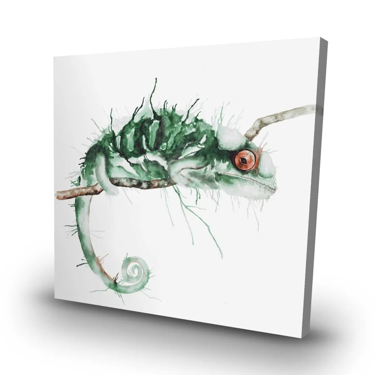 Begin Home Decor C1RC3232BNQB3E 32 x 32 in. Chameleon on the Lookout - Living Room Animals Canvas Art