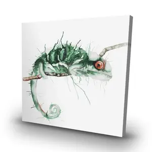 Begin Home Decor C1RC3232BNQB3E 32 x 32 in. Chameleon on the Lookout - Living Room Animals Canvas Art