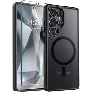 Entronix Samsung Galaxy S24 Ultra Case - [MagSafe-Compatible] Translucent Matte Cover & [1] Clear Screen Protector Protection Tempered Wireless Cellphone