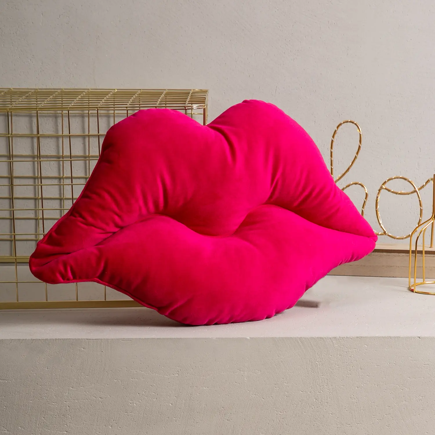 3D Lips Throw Pillows Smooth Soft Velvet Insert Included, Lip Shaped Pillow for Bed Living Room, Rose Pink, 24 X 12 inches