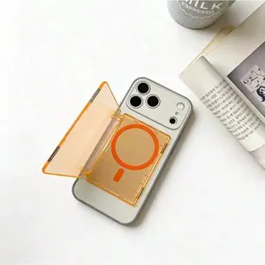 1PC Open-Sided Magnetic Flip Card Holder with PC Shell - Durable, Scratch-Resistant, Pressure-Resistant, Crystal-Clear Smartphone Accessory with Futuristic Tech Aesthetic and Striking Visual Appeal