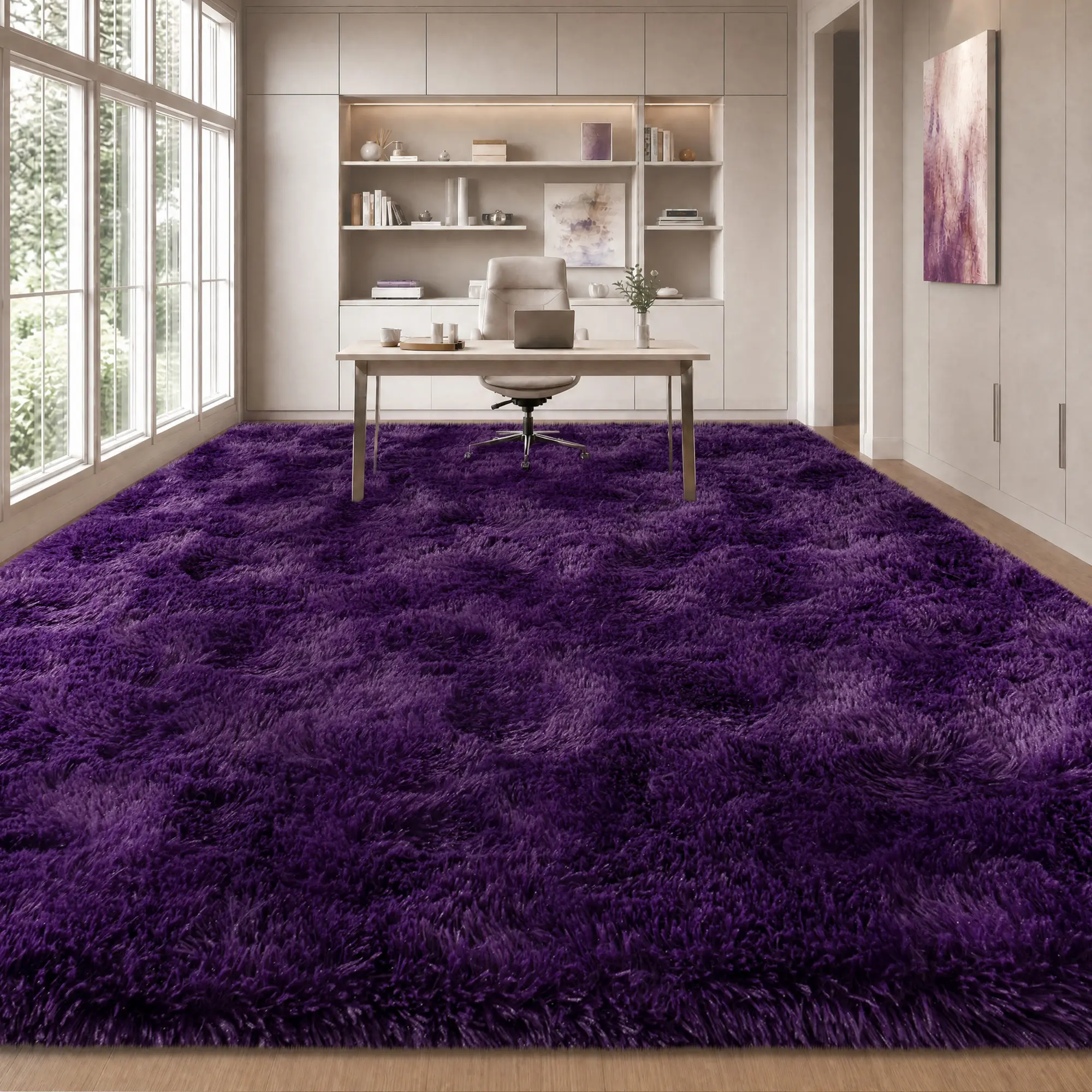 【Summer Sale Deals】【Moving Season】Rezutan Polyester Fluffy Area Rug, Large Non-Slip Shag Rug for Living Room & Kid Room, Soft Unisex Home Decor Indoor Floor Carpet