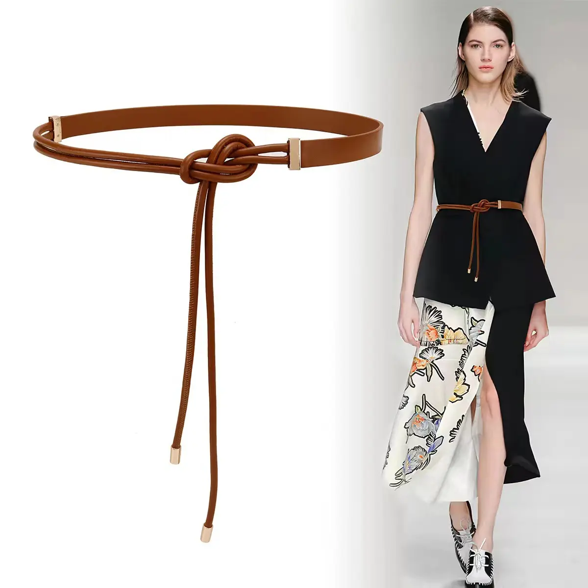Women’s Elegant Tie Knot Skinny Belt - Adjustable Casual Style Belt for Dresses, Office Outfits | Fashion Clothes Accessory, Casual Style Belts