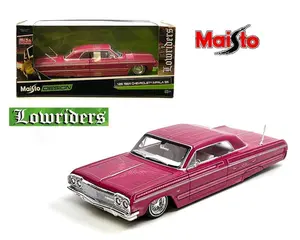Maisto Diecast Model Car 1:24 1964 Chevy Impala SS Lowrider Pink Design Lowriders Collectible Toy Vehicle